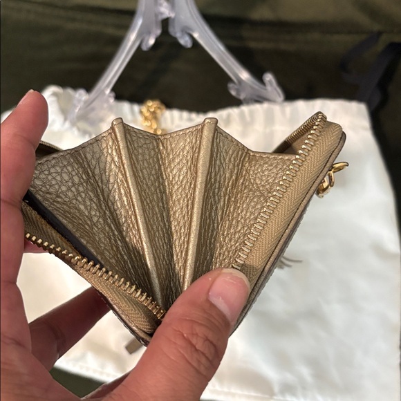 GUCCI Gold Bamboo Leather Continental Wallet Converted With Gold Chain - Picture 9 of 11